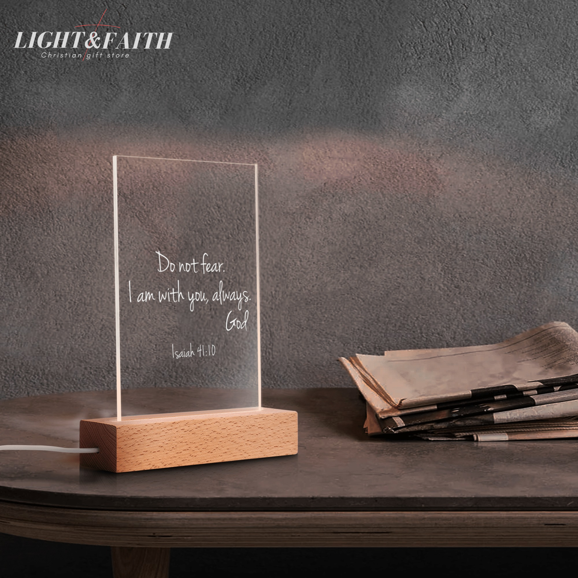 Do Not Fear - Isaiah 41:10 LED Light, Christian Bible Verse Lamp, Inspirational Acrylic Night Light, Religious Home Decor, Faith Gift for Believers. NLLAF39